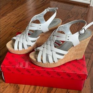 White wedge sandals 4”